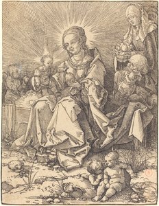 Den hellige familie på en græsbænk af Albrecht Dürer