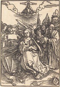 Den hellige familie med fem engle af Albrecht Dürer