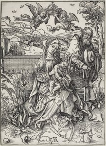 Den hellige familie med tre harer af Albrecht Dürer