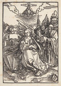 Den hellige familie med fem engle af Albrecht Dürer