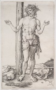 Sorgernes mand stående, med hænderne i vejret af Albrecht Dürer