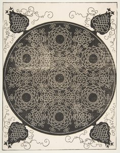 Den sjette knude. Sammenflettet Roundel med syv kranse, 1521 før. af Albrecht Dürer