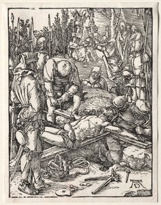 Den lille lidenskab: Kristus bliver naglet til korset, 1509-1511. af Albrecht Dürer