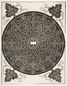 Den tredje knude. Sammenflettet Roundel med Otte Kranse og et Skulpet Skjold i..., 1521 før. af Albrecht Dürer