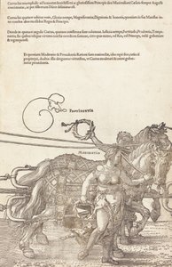 The Triumphal Chariot of Maximilian I The Great Triumphal Car [plade 3 af 8], 1523 latinsk udgave.. af Albrecht Dürer