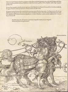 The Triumphal Chariot of Maximilian I The Great Triumphal Car [plade 7 af 8], 1523 latinsk udgave.. af Albrecht Dürer