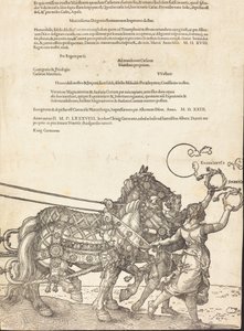 The Triumphal Chariot of Maximilian I The Great Triumphal Car [plade 8 af 8], 1523 latinsk udgave.. af Albrecht Dürer