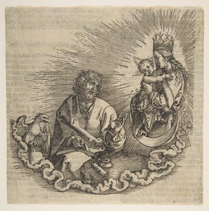 Jomfruen viser sig for Johannes, Frontispice til Apokalypsen, 1511. af Albrecht Dürer