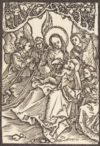 Jomfruen plejer Kristusbarnet med fire engle, ca. 1500. af Albrecht Dürer