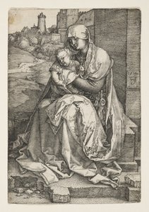 Jomfruen sidder ved en mur af Albrecht Dürer