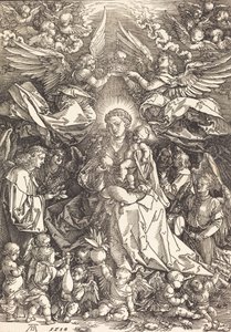 Jomfruen omgivet af mange engle, 1518. af Albrecht Dürer