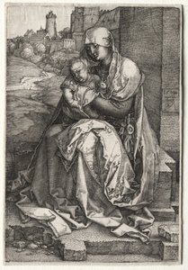 Jomfruen og barnet sidder ved muren af Albrecht Dürer