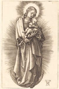 Jomfruen og barnet på en halvmåne med et diadem af Albrecht Dürer