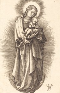 Jomfruen og barnet på en halvmåne med et diadem, 1514. af Albrecht Dürer