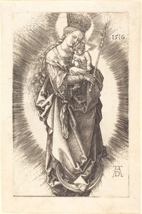 Jomfruen og barnet på en halvmåne med et scepter og en stjernekrone af Albrecht Dürer