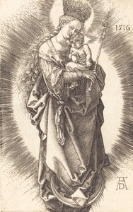 Jomfruen og barnet på en halvmåne med et scepter og en stjernekrone, 1516. af Albrecht Dürer