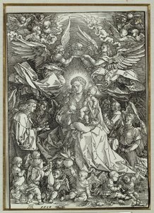 Jomfruen og barnet omgivet af engle, 1518 af Albrecht Dürer