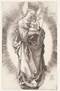 Jomfruen på en halvmåne med en krone af stjerner og et scepter af Albrecht Dürer