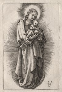 Jomfruen med hårbånd på en halvmåne af Albrecht Dürer
