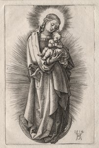 Jomfruen med hårbånd på en halvmåne, 1508. af Albrecht Dürer