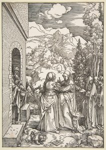 Marias besøg hos Elisabeth, fra "Jomfru Marias liv" af Albrecht Dürer