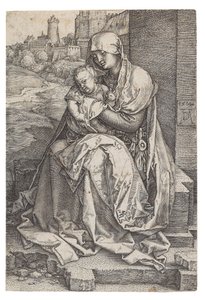 Jomfru og barn siddende ved muren, 1514. af Albrecht Dürer