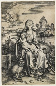 Jomfru og barn med aben, ca. 1498 af Albrecht Dürer