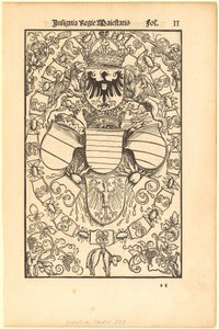 Maximilian I.s våbenskjold som romersk konge [forsiden]; Florian Waldauf (Waldauff) af Waldensteins våbenskjold [bagsiden] af Albrecht Dürer