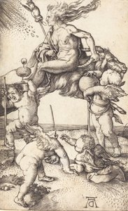 Heks rider på en ged, ca. 15001501. af Albrecht Dürer