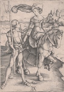 En dame til hest og et Lansquenet af Albrecht Dürer