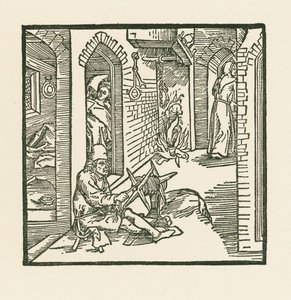 En rebslager ser en munk forlade sin utro kones kammer af Albrecht Dürer or Duerer