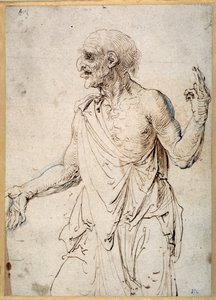 En gammel mand gestikulerer (pen og blæk på papir) af Albrecht Dürer