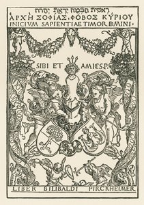 Exlibris af Willibald Pirckheimer, ca. 1502 (træsnit) af Albrecht Dürer or Duerer