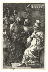 Kristus før Kajfas. 1512 (Burin gravering på kobber) af Albrecht Dürer