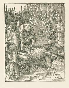 Kristus bliver naglet til korset, ca. 1509 (træsnit) af Albrecht Dürer or Duerer