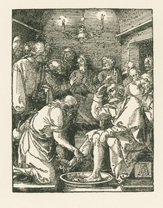 Kristus vasker Peters fødder, ca. 1508-08 (træsnit) af Albrecht Dürer or Duerer