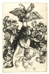 Våbenskjold med løve og hane. 1502-03 af Albrecht Dürer