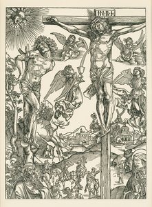 Korsfæstelse (Den store Golgata), ca. 1496-00 (træsnit) af Albrecht Dürer or Duerer
