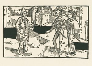 Davus, Pamphilus og Charinus, ca. 1492-93 (træsnit) af Albrecht Dürer or Duerer