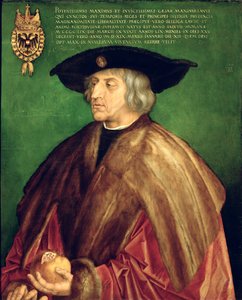 Kejser Maximilian I (olie på panel) af Albrecht Dürer