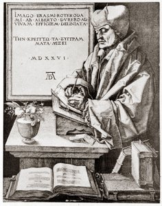 Erasmus til sit forfatterskab - stik af Albrecht Durer gengivet i begyndelsen af det 20. århundrede. af Albrecht Dürer