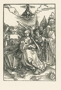 Den hellige familie med fem engle, ca. 1503-04 (træsnit) af Albrecht Dürer or Duerer