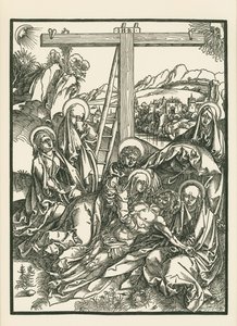Klagesang for Kristus, ca. 1500 (træsnit) af Albrecht Dürer or Duerer