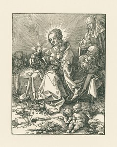 Madonna på en græsklædt banke med Sankt Josef og Sankt Anna. af Albrecht Dürer or Duerer