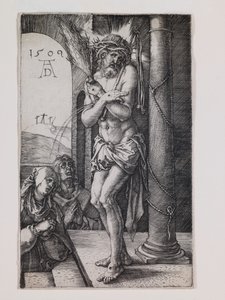 Smertensmanden ved søjlen, fra serien "Den lille passion" af Albrecht Dürer or Duerer