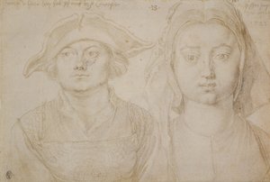 Marx Ulstat; Den smukke unge kvinde fra Antwerpen, ca. 1520-21 (sølvspids, grundet på elfenbensfarvet papir) af Albrecht Dürer or Duerer