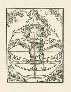 Nøgen kvinde med stjernetegn, ca. 1502-03 (træsnit) af Albrecht Dürer or Duerer