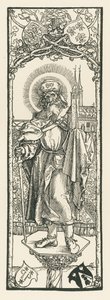 Sankt Sebald på søjlen, ca. 1501 (træsnit) af Albrecht Dürer or Duerer