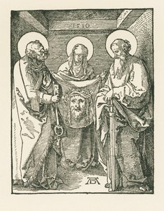 Sankt Veronika mellem Sankt Peter og Sankt Paul - Sankt Veronikas Sudarium af Albrecht Dürer or Duerer