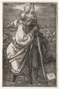St. Christopher, vendt mod venstre af Albrecht Dürer or Duerer